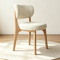 Chaise de salle à manger nordique en bois massif, mobilier de maison moderne et minimaliste, chaise de restaurant de luxe légère avec dossier, en coton et lin