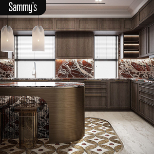 High Quality Pull Down Kitchen Cabinet Full Set Small Kitchen Cabinet Luxury Assembled Fiberglass Wood Kitchen Cabinets in China - Product Image 1