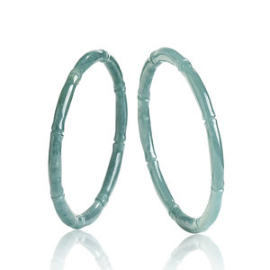 Pulsera de jadeíta natural auténtica de grado A, color azul agua, con diseño de tiras de bambú, de valor ascendente, pulsera de jade de grado hielo para mujer - Product Image 2