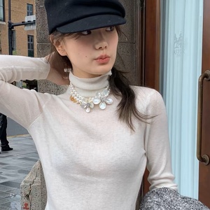 Elegante oro cristal Choke doble capa flor Natural Shell alta calidad hecho a mano amor poema doble capa collar de perlas - Product Image 5