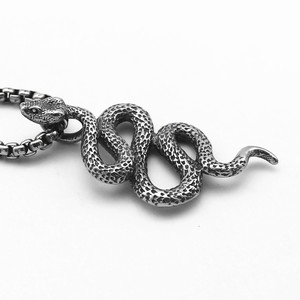 Yunnique-collar con colgante de serpiente de acero inoxidable para hombre y mujer, cadena de joyería de estilo Punk con signo del zodiaco animal, 316L - Product Image 3