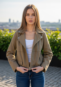 เสื้อแจ็คเก็ตสั้นแบบลำลองแฟชั่นใหม่สำหรับผู้หญิง ฤดูใบไม้ร่วง 2025 ปกเสื้อแบบปกเชิ้ต ซิป แนวเรโทร แขนยาว สไตล์เก๋ไก๋ - Product Image 3