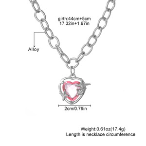 Collar Corazón Rosa Galaxia para Mujer, Lujo Ligero, Diseño Exclusivo, Incrustaciones de Cristal de Alta Gama - Cadena de Aleación con Cuentas Elegante - Product Image 5