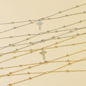 Chaîne de taille superposée pour femme en alliage de cuivre avec pendentif cœur, bijou de mode décontractée style urbain, design double anneau - Product Image 3