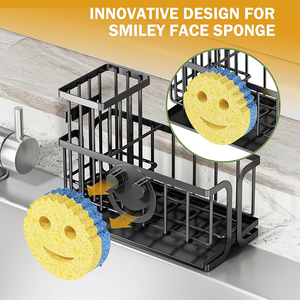 Organisateur de comptoir d'évier de <span class=keywords><strong>cuisine</strong></span> en acier inoxydable avec porte-savon, porte-éponge et porte-brosse haute - Product Image 5