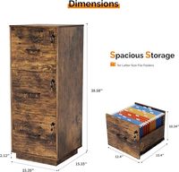 Armoire de classement en bois roulante Jupiter Rustic Brown avec plus de 4 tiroirs verrouillables pour format lettre/A4 avec serrure à clé pour bureau à domicile