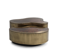 Table basse italienne de luxe en placage de noyer, forme nuage irrégulière, pour espace de vie moderne