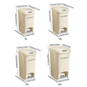 Thùng rác hình vuông có nắp đậy, chân đạp, chất liệu nhựa, chống mùi, thiết kế hiện đại UFORU - Product Image 4
