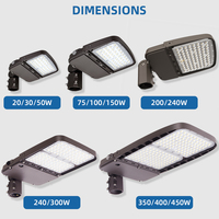 Reflector LED para Exteriores Minglight de 75-100W-150W AC, Lámpara de Calle con Potencia Ajustable, para Estacionamientos, IP66, Carcasa de Aluminio Fundido a Presión