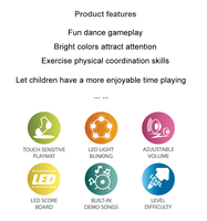 Tapis de danse électronique avec 5 boutons lumineux sans fil, LED musicale, tapis de jeu musical sensible au toucher
