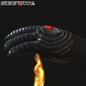 시웨이 XL 아라미드 코튼 실리콘 BBQ 그릴 장갑 열 저항 오븐 요리 주방 베이킹 흡연 안전 보호 EN388 - Product Image 4