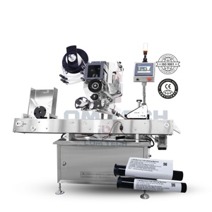 Soins de la peau Machine d'étiquetage de bouteilles minces horizontales en temps réel entièrement automatique Crème pour les yeux Forme élancée Haute précision Best-seller - Product Image 2