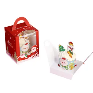 Factory Direct Christmas Cupcake Box New Portable Muffin Cup Christmas Eve Apple Gift Box Custom Printing Halloween Paper Box