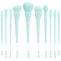 Logo personnalisé prix bon marché vente à chaud 10 pièces couleur bonbon ensemble de petits pinceaux de maquillage professionnel avec étui à cosmétiques en PU