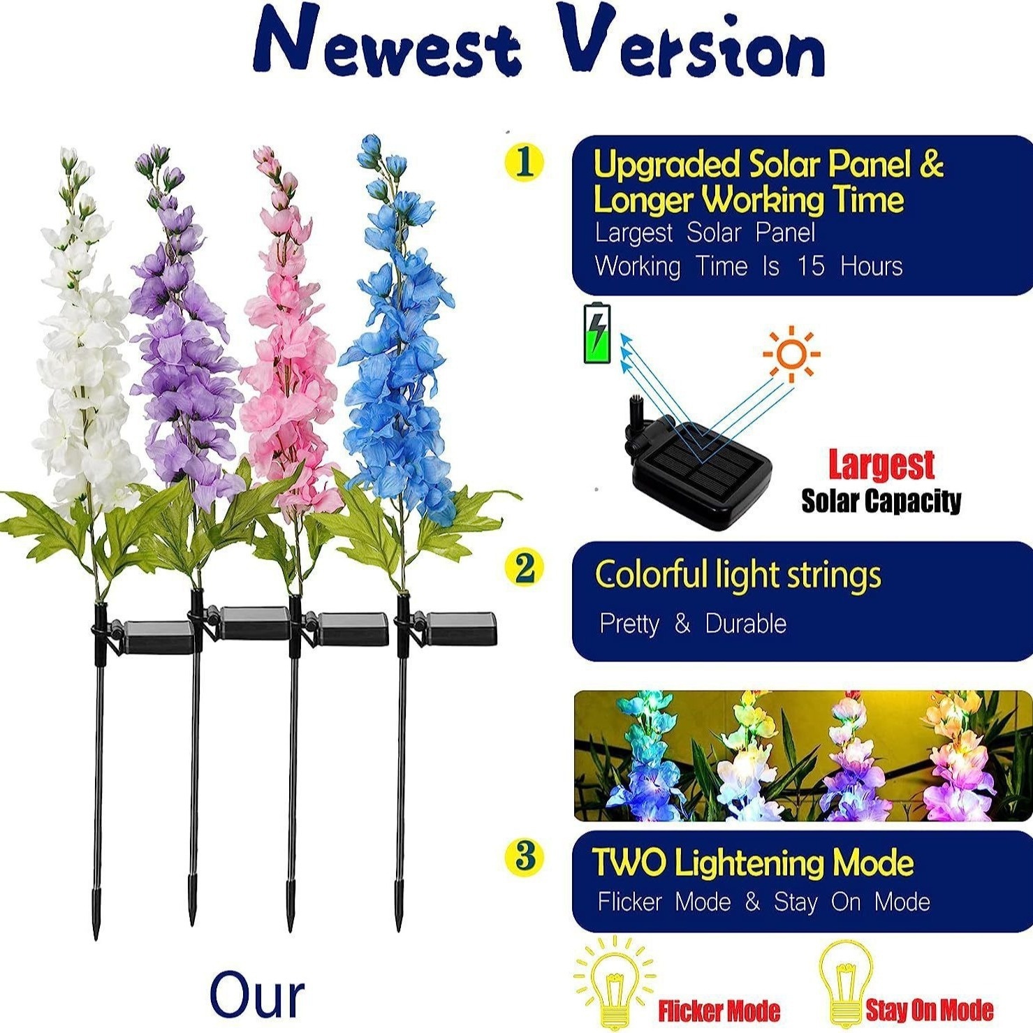 LED Solar Simulation Hyacinth Garden Light IP65 Waterproof Warm White LED Lamp Battery for Outdoor Home Decorative Landscape · image 5