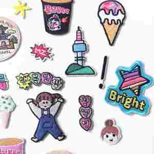 Patch en tissu brodé en fer de 0,5-5,5 cm, motifs dessin animé, aliments, fleurs, valise, mots, emblèmes, pour porte-clés DIY et promotion - Product Image 4