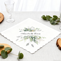 Mouchoir en coton blanc à motifs floraux, serviette de table personnalisée pour mariage, serviette carrée pastorale, décoration de table de fête, cadeau pour la maison