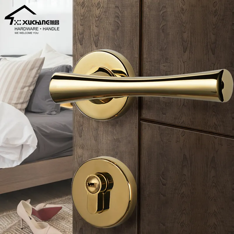 Lock Door Lock Nordic Light Luxury Matte Gold Modern Style Indoor Room Split Door Lock Bedroom Furniture Bathroom Door Handle