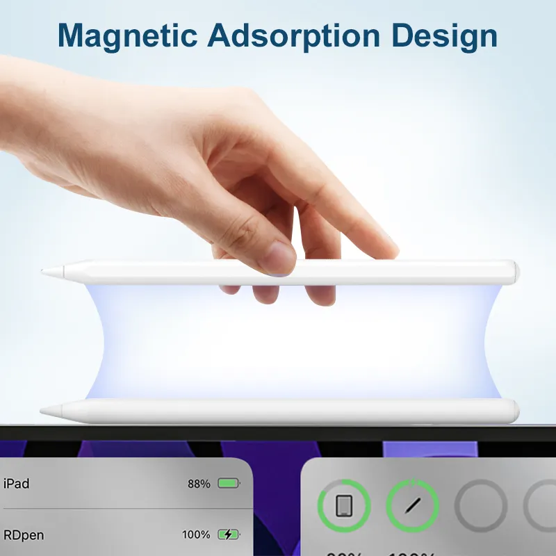 新しいアップグレードID762磁気ワイヤレス充電パームリジェクションスリムロゴアクティブタッチペンforApple 2 Gen PencilIpad Stylus