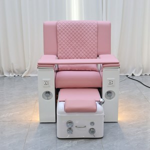 Sillón de Pedicura de Lujo en Cuero PU Rosa con Bañera para Pies y Luz LED para Salón de Uñas y Salón de Belleza - Product Image 5