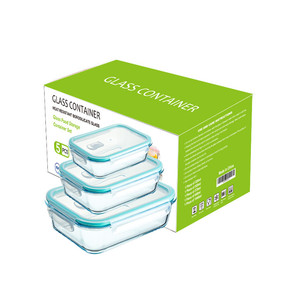 ชุดกล่องอาหารกลางวันทำจากแก้วบรรจุอาหาร3ชิ้นพร้อมฝาปิดชุดแก้วสำหรับเก็บอาหารภาชนะสำหรับเตรียมอาหารแบบสุญญากาศ - Product Image 6