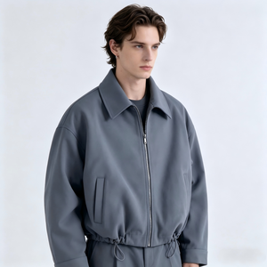 Custom Premium <strong>Men's</strong> Cropped Wool Bomber <strong>Jacket</strong> Logo Personalization Tailored Streetwear Winter Drawstring Winter <strong>Jacket</strong> <strong>for</strong> <strong>Men</strong> - Product Image 2