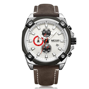 Reloj <span class=keywords><strong>Megir</strong></span> 2054 <span class=keywords><strong>prix</strong></span> d'usine <span class=keywords><strong>montre</strong></span> chronographe hommes poignet décontracté montres à quartz en cuir - Product Image 1