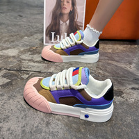 2025 Style coréen INS chaussures de sport décontractées pour étudiantes blanc semelle épaisse à lacets E801 automne marée tendance de la mode
