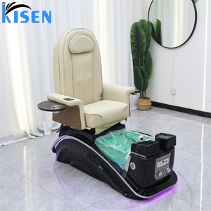 Sillón de Pedicura Multifuncional KISEN, Spa con Llenado/Escurrido Automático, Respaldo Reclinable, Cuero Sintético, Portátil, para Salón de Belleza y Uñas - Product Image 1