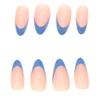 Uñas Postizas 3D Estéreo Azules con Diseño de Cola de Pez Francesa, Estilo Fresco, Puntas de Uñas Artificiales, Venta al Por Mayor, Nueva Llegada, Gran Venta