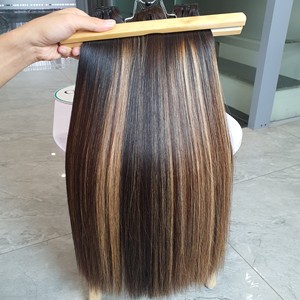 Extensions de cheveux humains droits avec frontal cheveux crus vietnamiens lâche Style vague profonde Super Double dessiné extrémités de cheveux colorées - Product Image 1