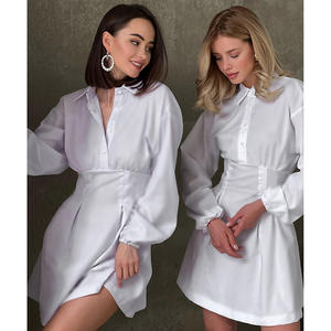 Roupas Feminina <span class=keywords><strong>Moda</strong></span> – <span class=keywords><strong>robe</strong></span> chemise blanche à manches longues Pour femmes, dos nu, 2022 - Product Image 6