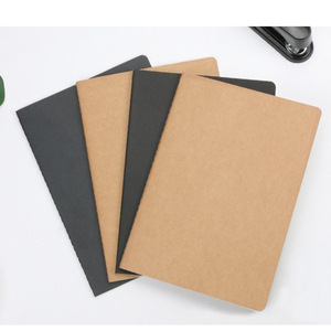 A4 A5 A6 B5 Black and Brown Kraft Paper Composition <strong>Notebook</strong> with Sewing Binding and Blank <strong>Lined</strong> Pages - Product Image 1