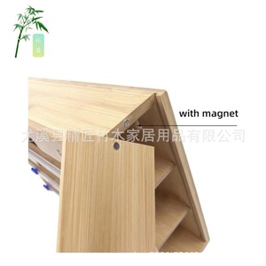 Bamboo Cling Film Cutter <b>Storage</b> <b>Box</b> Rectangle Standing Type With Magnetic Adsorption For <b>Kitchen</b> Use - Product Image 4