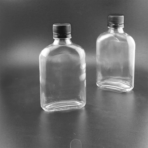 200ml l Empty <strong>Flat</strong> Wine Whiskey Flask Glass <strong>Bottle</strong> for Liquor Cold Brew Coffee Milk Tea Plastic anti-theft Lid - Product Image 4