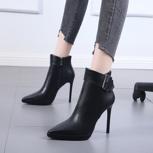 Autumn and Winter 2025 New Pointed Ultra-high Heel Ankle <b>Boots</b> Thin Heel Plush Single <b>Boots</b> Short <b>Boots</b> - Product Image 4