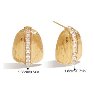 Thời Trang Bông Tai thép không gỉ Stud Bông tai không gây dị ứng 18K mạ vàng Matte tinh thể Bông tai bán buôn số lượng lớn - Product Image 4