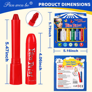 مجموعة ألوان بانوينبو الكلاسيكية لرسم الجسم مكونة من 6 ألوان، أقلام تلوين آمنة للوجه، أقلام طلاء للوجه للحفلات والرياضة والتنكر - Product Image 3