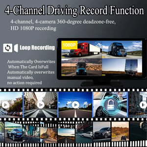 10.36 pollici CarPlay Auto Touch Screen DVR con 4CH AHD 1080P macchina fotografica impermeabile visione notturna per Auto camion RV Bus rimorchio - Product Image 3