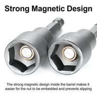 Jeu de douilles magnétiques anti-choc 6mm-19mm, tige hexagonale 65mm, support de tournevis hexagonal 1/4'', adaptateur de foret