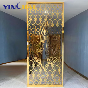 OEM Laser Cut Vàng phòng Divider lối vào phân vùng thép không gỉ kim loại phân vùng Divider cho phòng khách tường Divider - Product Image 1