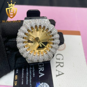 Phong Cách Mới Đồ Trang Sức Tùy Chỉnh 925 Sterling Silver Iced out Đen Moissanite Đồng Hồ Bezel Người Đàn Ông VVS Moissanite Trường Hợp Đồng Hồ Bezel - Product Image 5