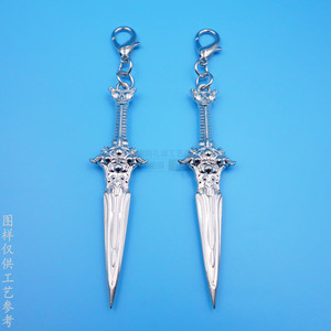 Pendentif épée thématique en alliage de zinc nickel brillant, breloque cadeau, accessoire de bijouterie - Product Image 3