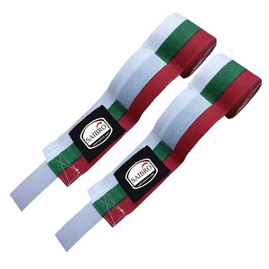 Bandages de boxe Saibro en coton élastique pour l'entraînement de kickboxing toutes saisons, rayures rouges, vertes et blanches - Product Image 6