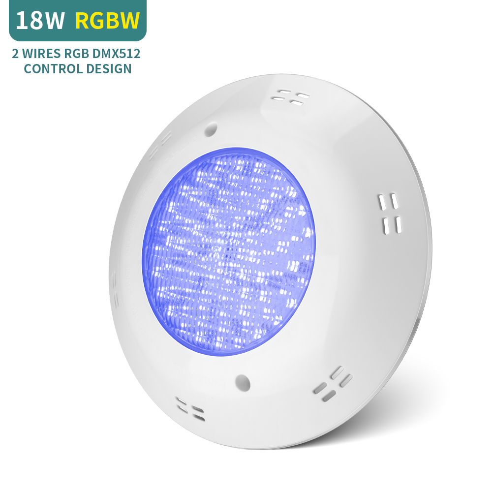 18W AC12V Two Wire RGBW PC ABS Swimming Pool Lights Led Underwater