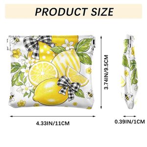 Wholesale PU Leather Coin <b>Purse</b> <b>Small</b> Snap Wallet with Cute Lemon Print for Women - Product Image 2