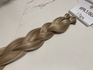ผมต่อแบบ I-Tip แบบ Double Drawn เกรด P9.1/60A ผมแท้บริสุทธิ์  ผมต่อแบบ I-Tip สีออมเบรบลอนด์ไฮไลท์  สำหรับผู้หญิงทั้งศีรษะ - Product Image 2