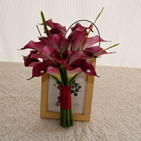 Fleur de Calla artificielle rose-rouge en EVA, style vintage et de niche, faite à la main, réaliste et souple, 8 pieds, pour mariage, style chinois, pour photos de mariée