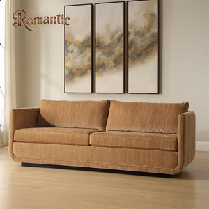 Sofá Moderno Tapizado en Tela con Brazos Redondeados, Cojines Profundos, Estructura de Madera Sólida, Muebles de Lujo para Sala de Estar - Product Image 1