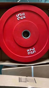 Plaques de poids en caoutchouc colorées de <span class=keywords><strong>50</strong></span> mm de diamètre pour usage en salle de sport, vente en gros d'usine, poids libres avec revêtement en colle - Product Image 6